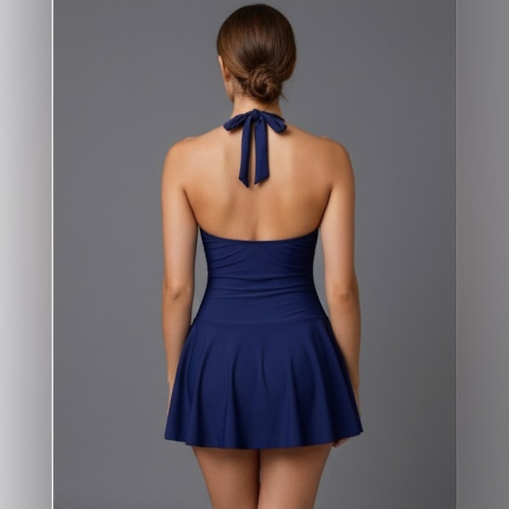 Ruffle Halter One Piece Swimsuit BathingSuit - Picture 4 of 9